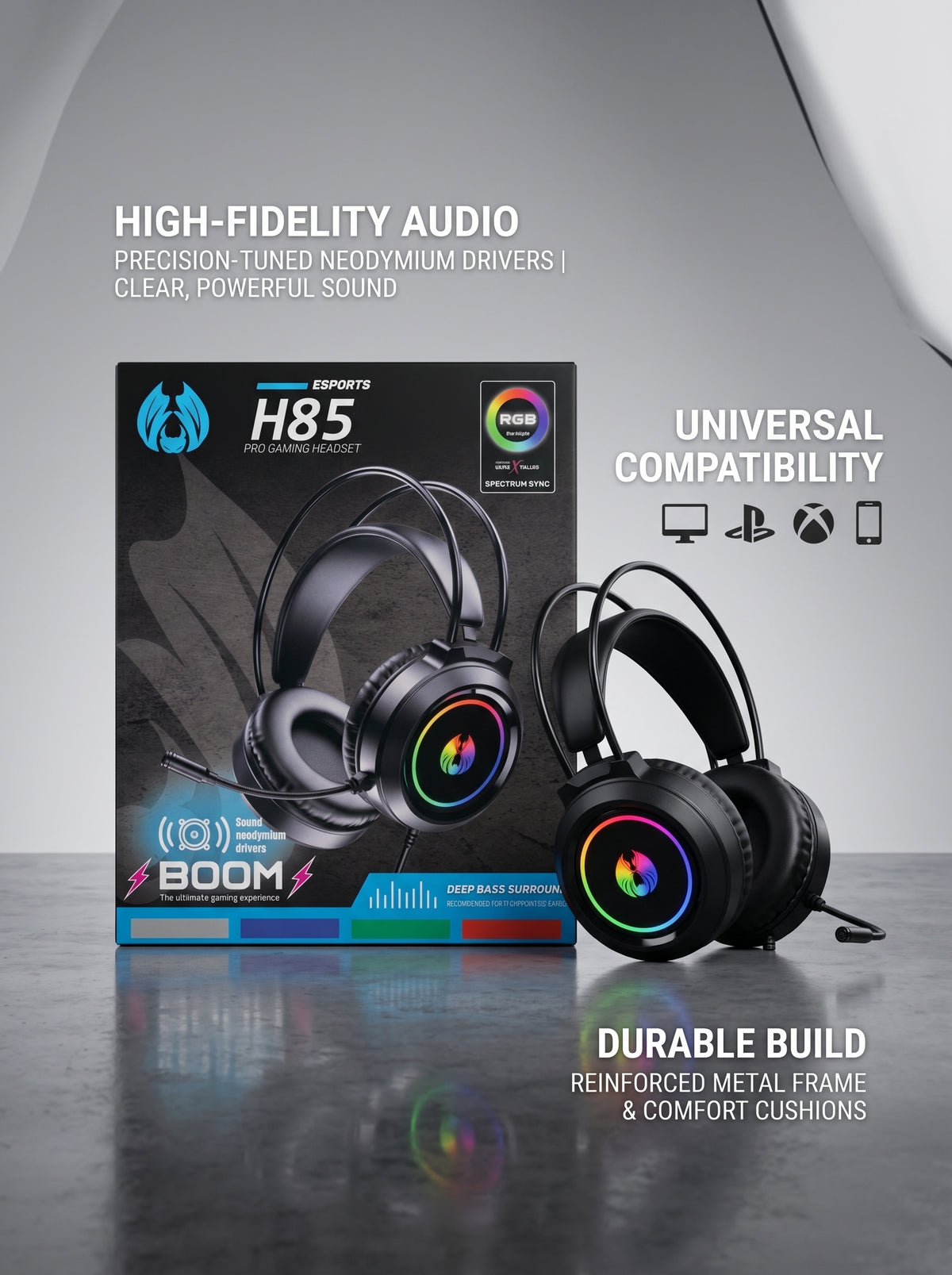 ESPORTS H85 Pro RGB Gaming Headset with Microphone